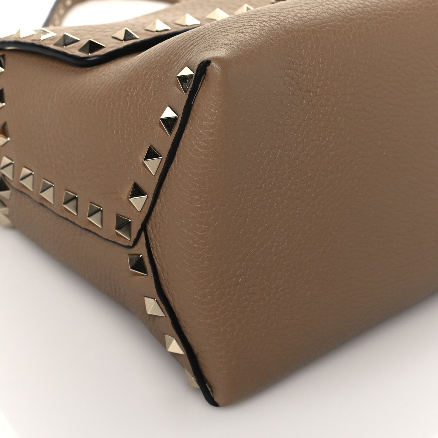 Valentino Garavani Pebbled Calfskin Medium Rockstud Top Handle Shoulder Bag Brown 7 of 8