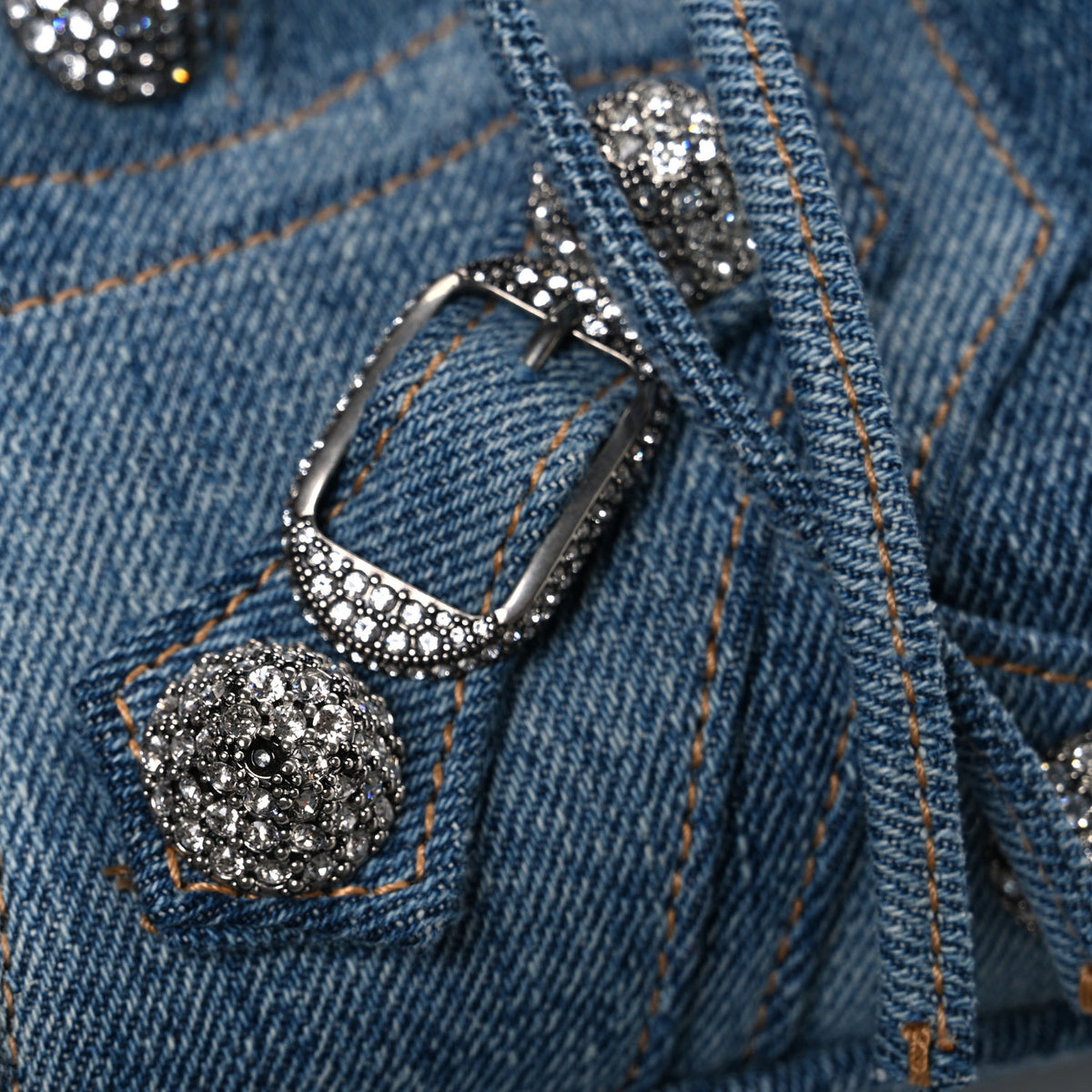 Balenciaga Washed Frayed Denim Crystal Neo Cagole City Handbag Blue 11 of 11