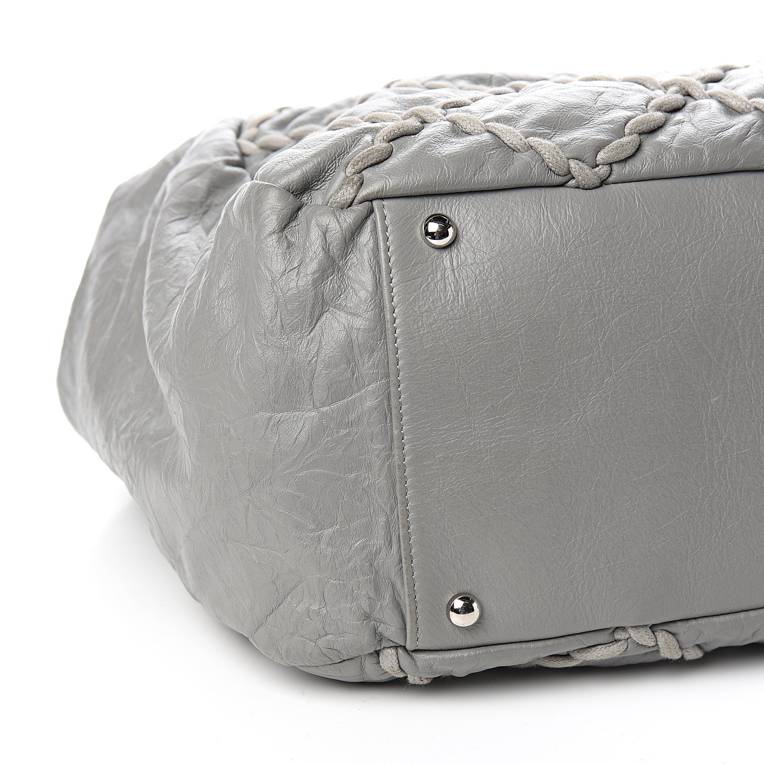 Chanel Calfskin Ultra Stitch Large Bowler Grey 7 of 9