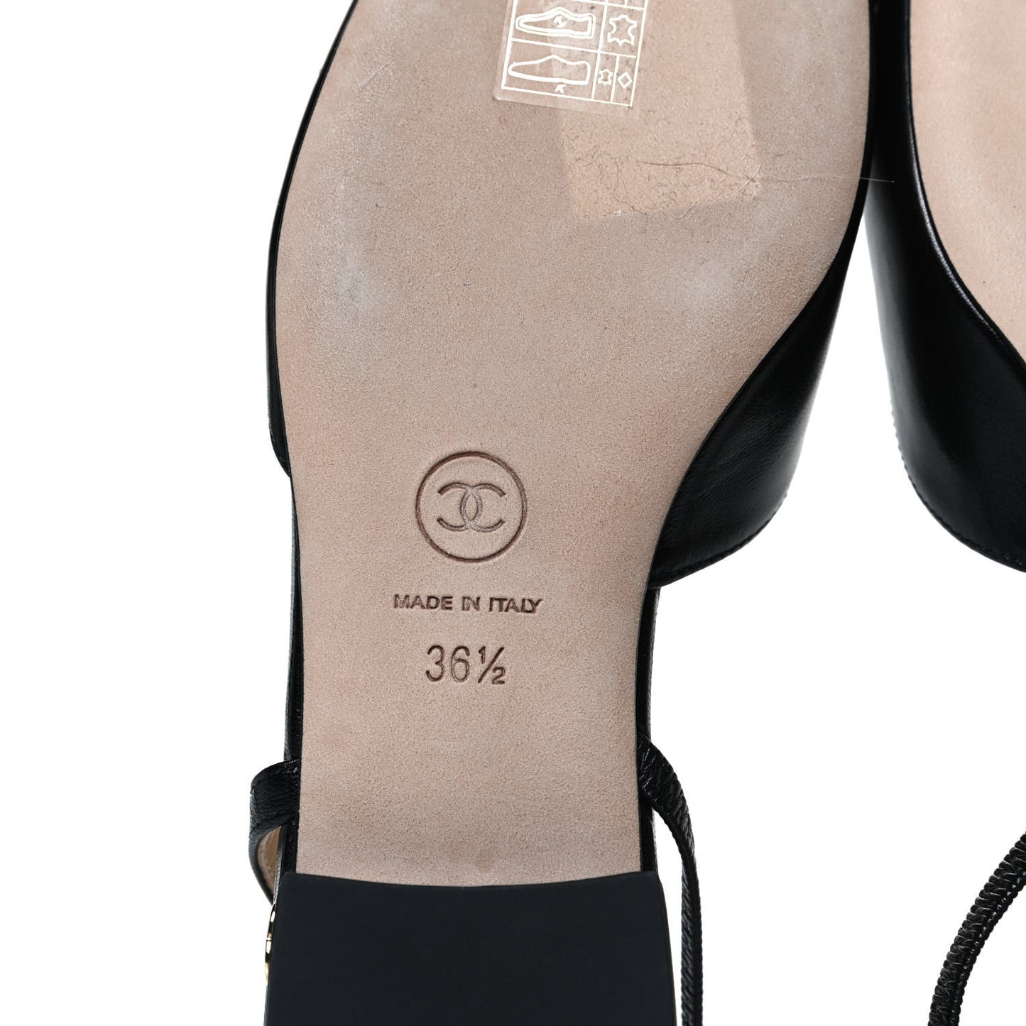 Goatskin Grograin Cap Toe CC Slingback 36.5 Black