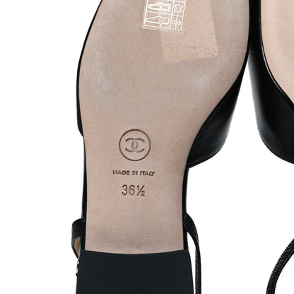 Chanel Goatskin Grograin Cap Toe CC Slingback 36.5 Black 8 of 9