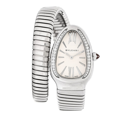 Bulgari Stainless Steel Diamond Bezel 35mm Serpenti Tubogas Quartz Watch 1 of 5