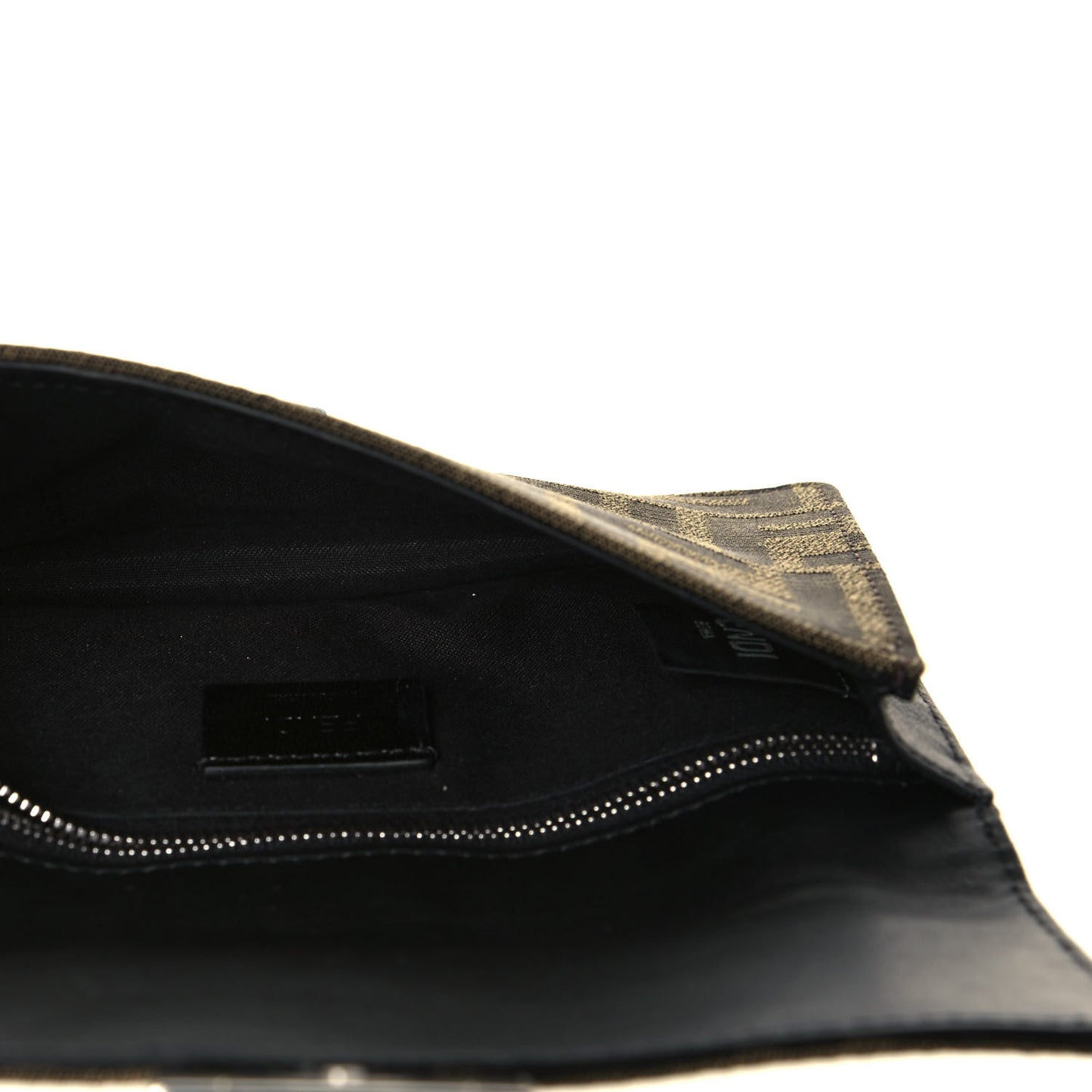 Recycled Fabric Jacquard Vitello Grace FF 1974 Baguette Belt Pouch Tobacco Moro Black