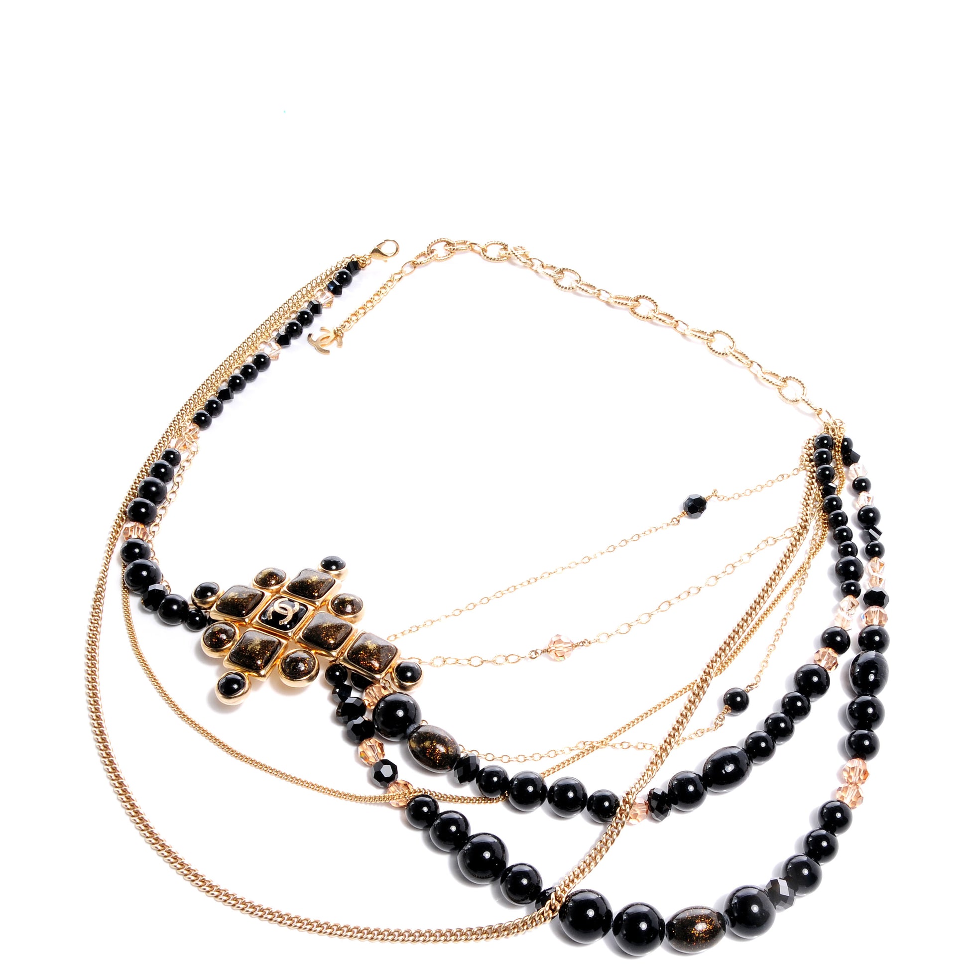 Chanel Beaded Resin Gripoix Chain Belt Black 1 of 7