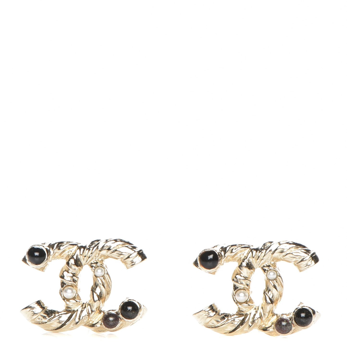 Pearl Resin Twisted CC Earrings Gold