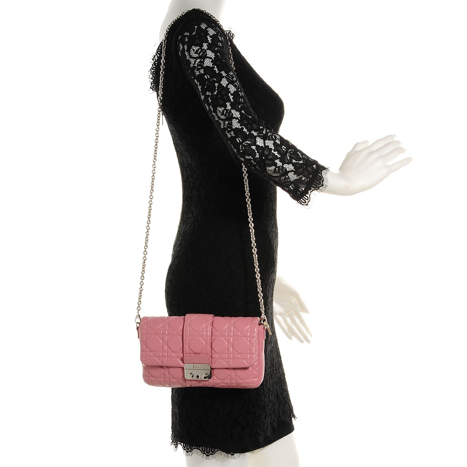 Christian Dior Lambskin Cannage New Lock Pouch Magnolia 2 of 7