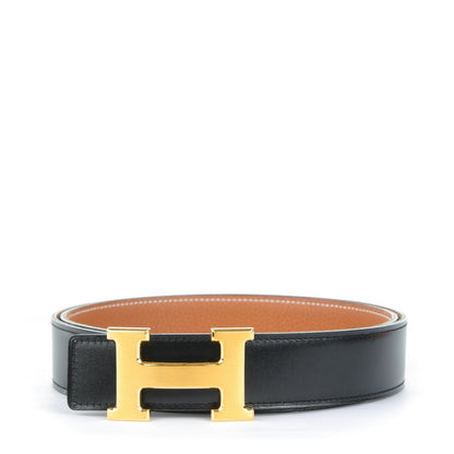 Hermes Box Togo 32mm H Belt 95 Black Gold 1 of 6