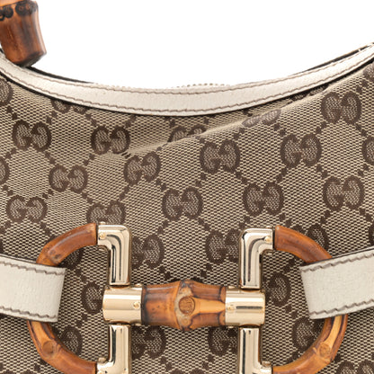 Gucci Monogram Bamboo Horsebit Hobo Off White 8 of 16
