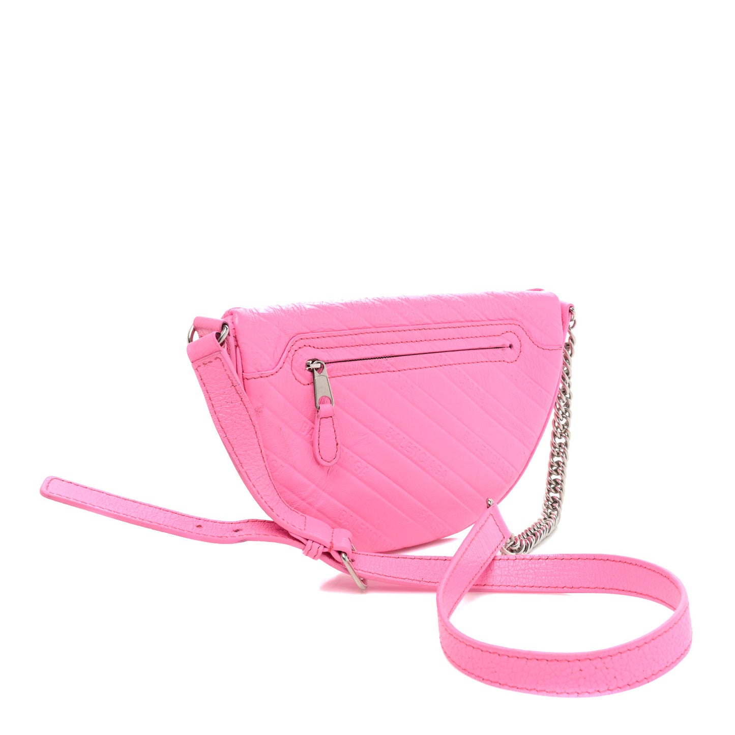 Shiny Goatskin Allover Logo Embossed XXS Souvenir Belt Bag Acid Pink