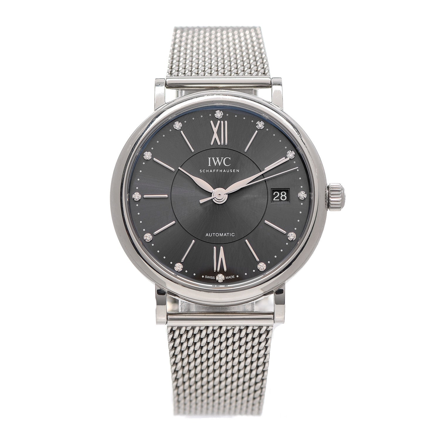 IWC Stainless Steel Diamond 37mm Portofino Automatic Watch Grey IW458110 1 of 6