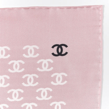 Chanel Silk CC Logo Scarf Pink Ecru Black 2 of 3