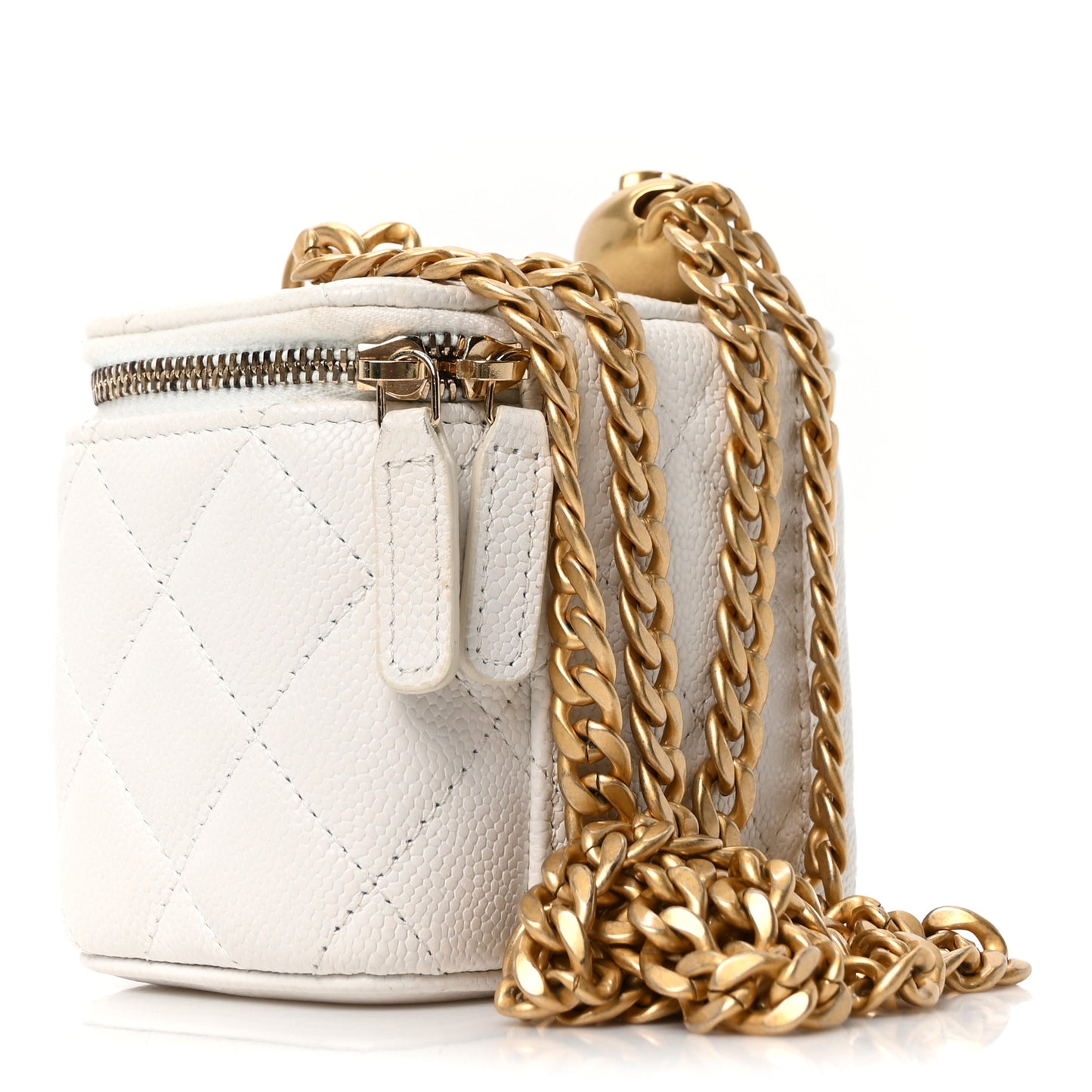 Caviar Quilted Sweetheart Mini Vanity Case  White White