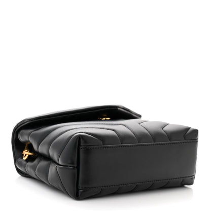 Saint Laurent Calfskin Y Quilted Monogram Toy Loulou Crossbody Bag Black 4 of 10