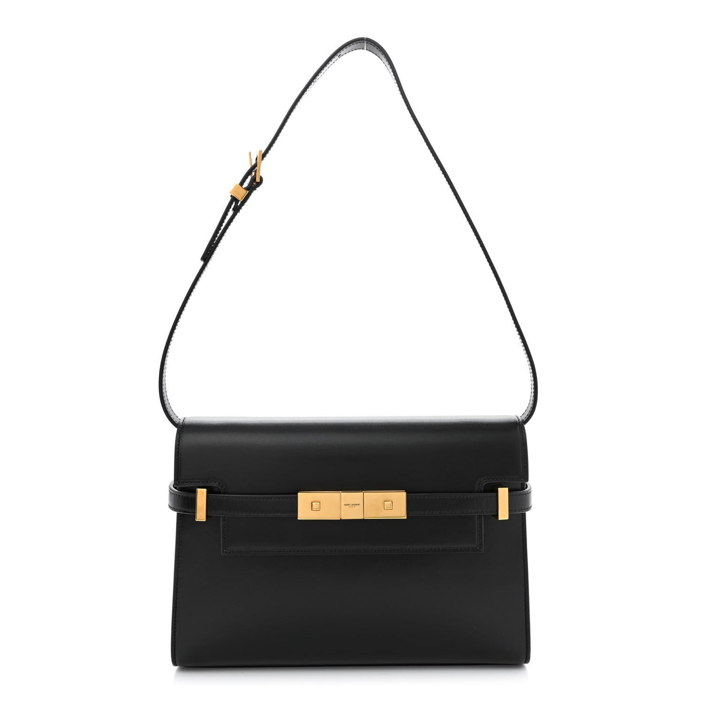 Smooth Calfskin Small Manhattan Shoulder Bag Black