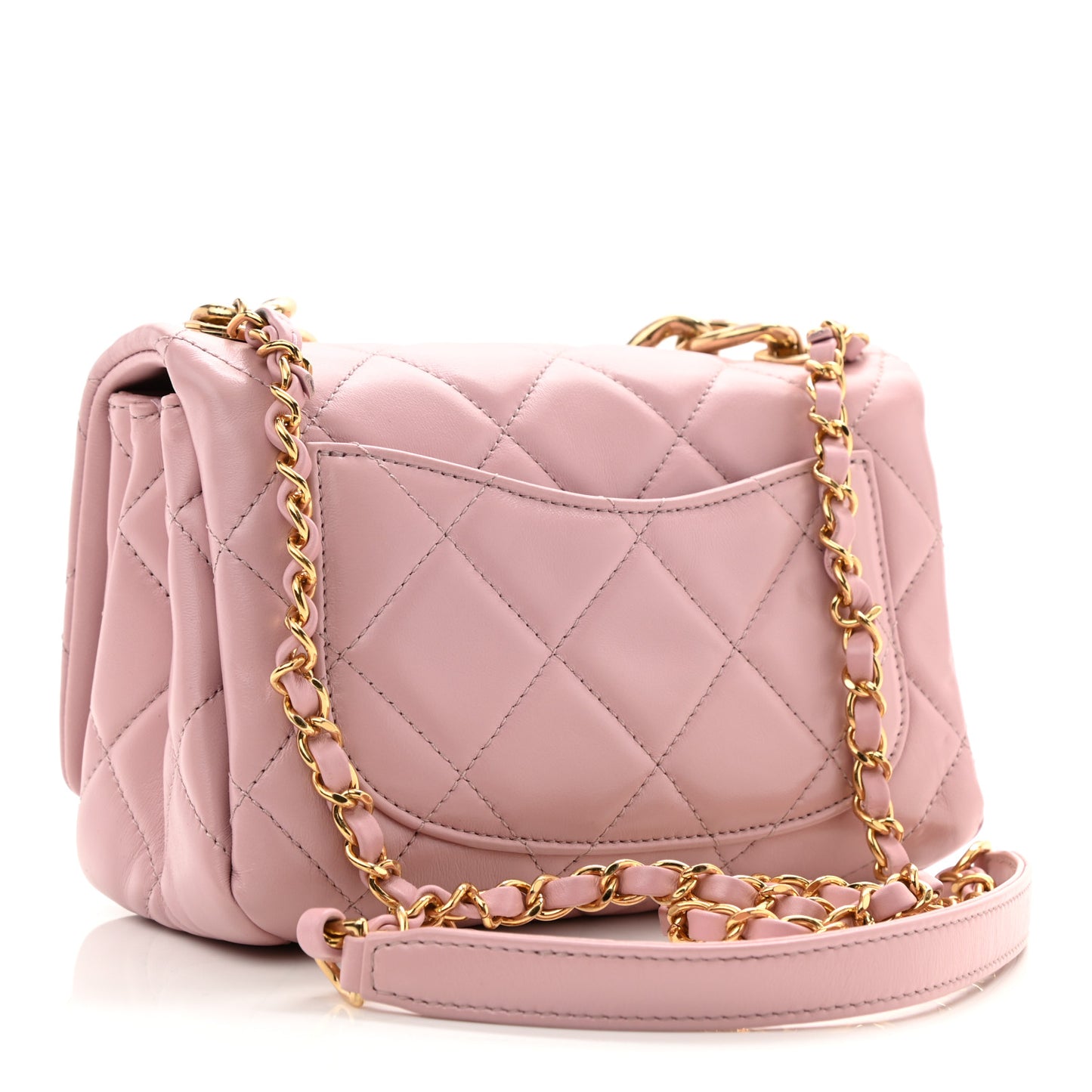 Lambskin Quilted Color Match Small Flap Light Pink