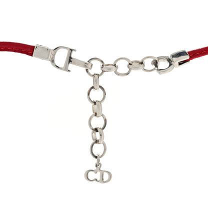 Christian Dior Calfskin CD Bow Choker Necklace Red 4 of 4