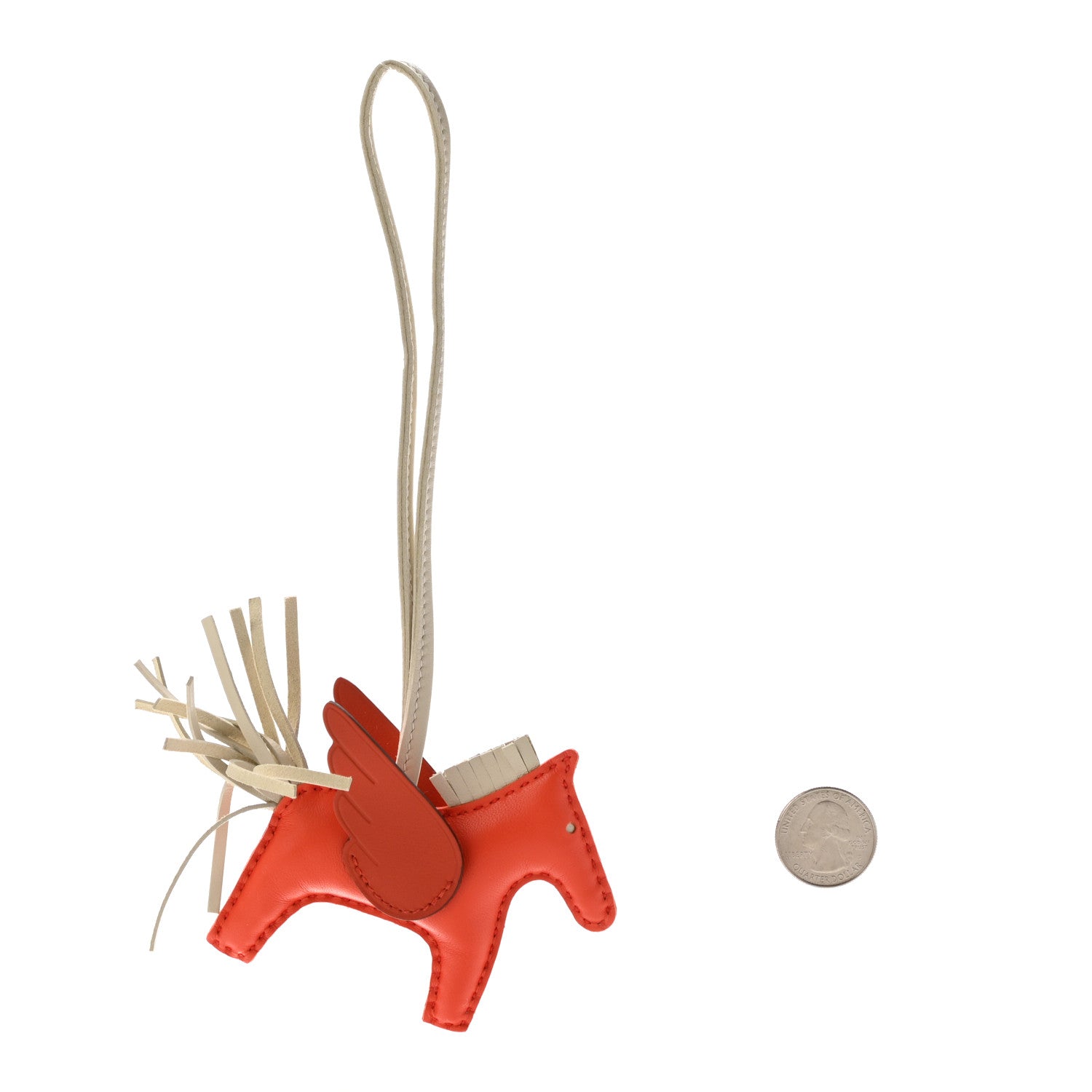 Hermes Milo Lambskin Grigri Rodeo Pegase Horse Bag Charm PM Orange Poppy Craie Terre Battue 2 of 4
