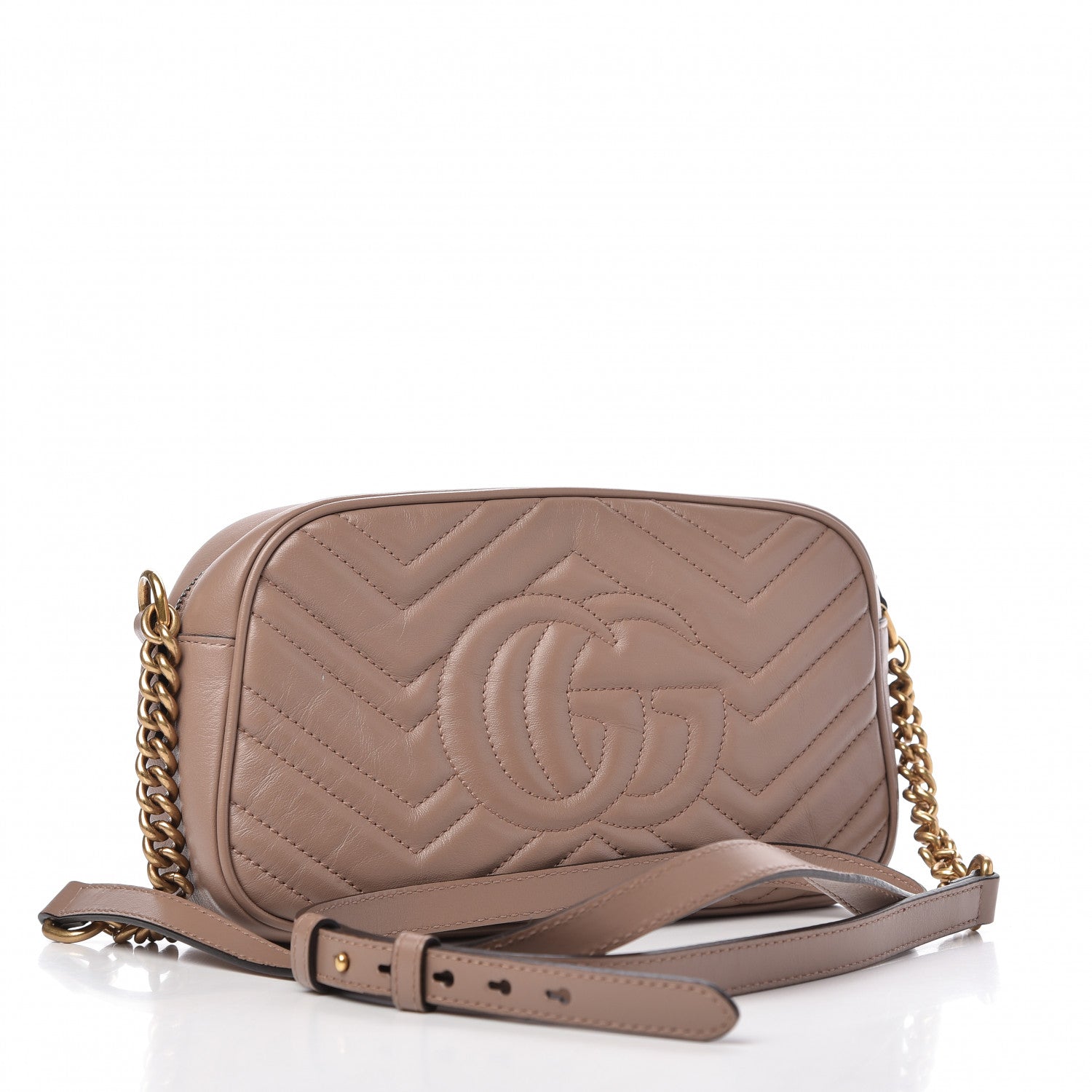 Gucci Calfskin Matelasse Small GG Marmont Chain Shoulder Bag Porcelain Rose 3 of 11
