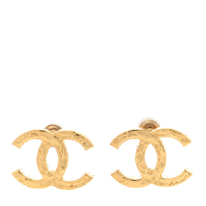 Chanel Metal Textured CC Earrings Gold 1 of 4