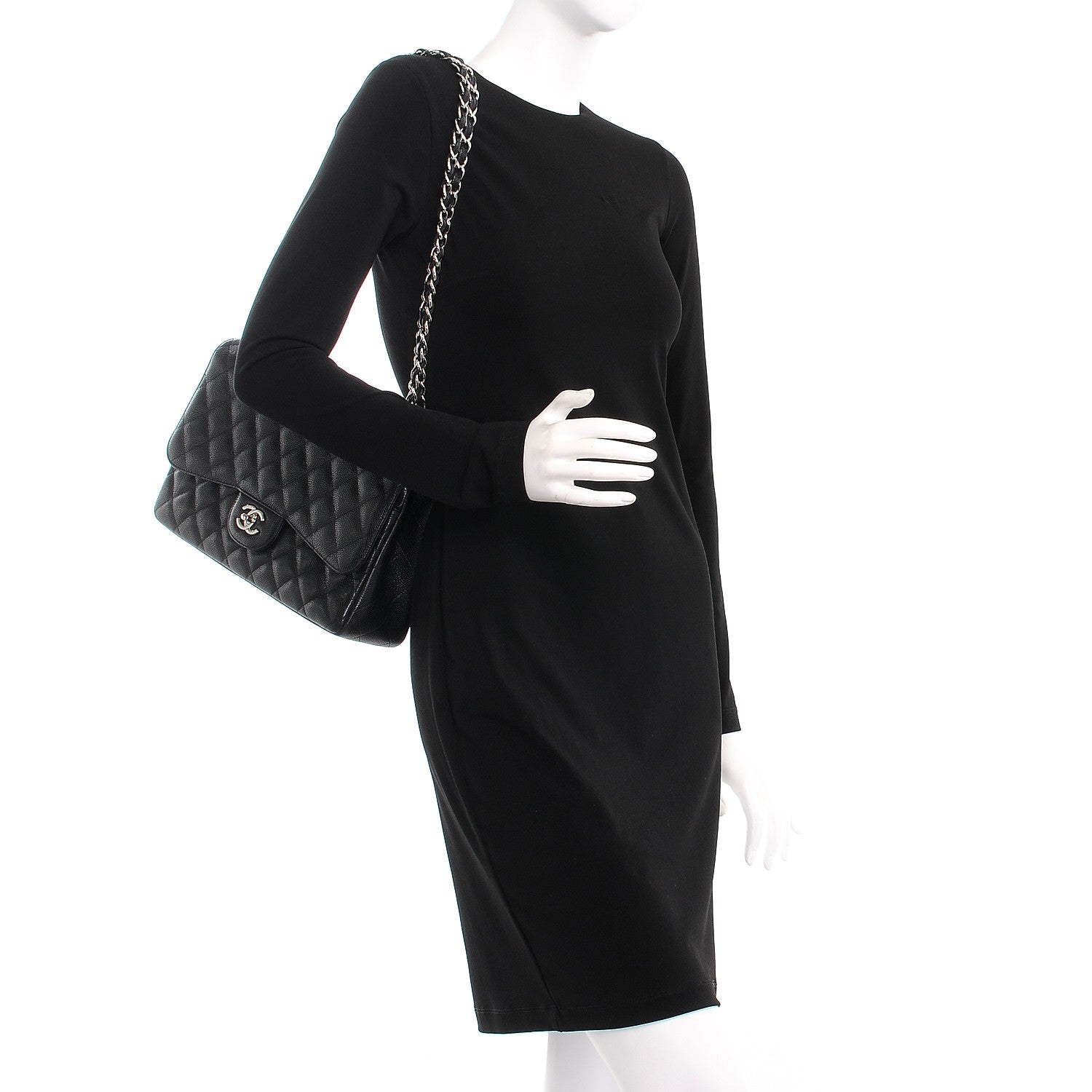 Chanel Caviar Quilted Jumbo Double Flap Black 3 of 8