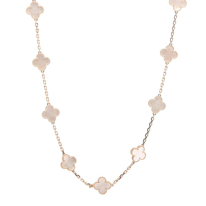 Van Cleef & Arpels 18K Yellow Gold Mother of Pearl 20 Motifs Vintage Alhambra Necklace 1 of 6