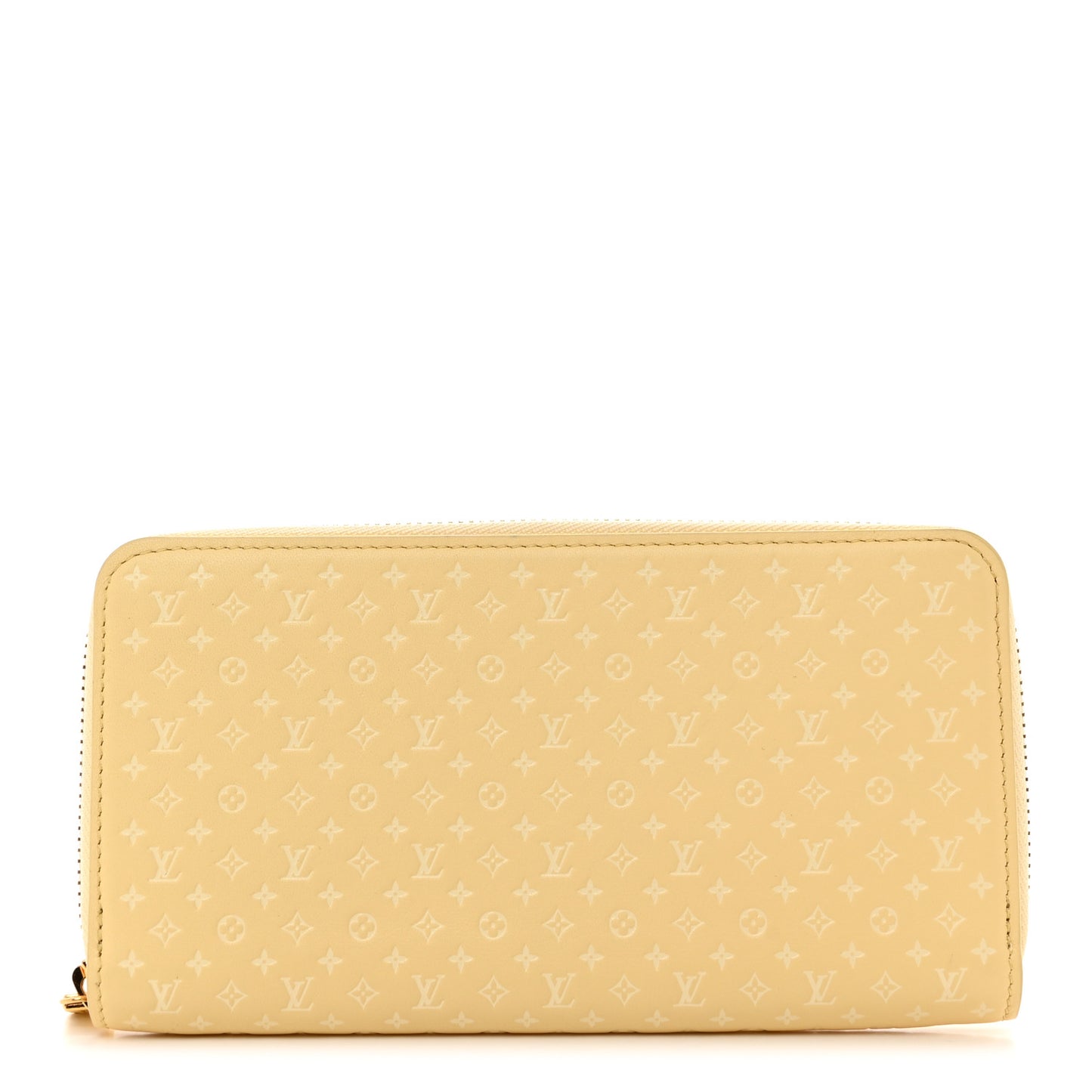 Calfskin Nanogram Embossed Zippy Wallet Jaune