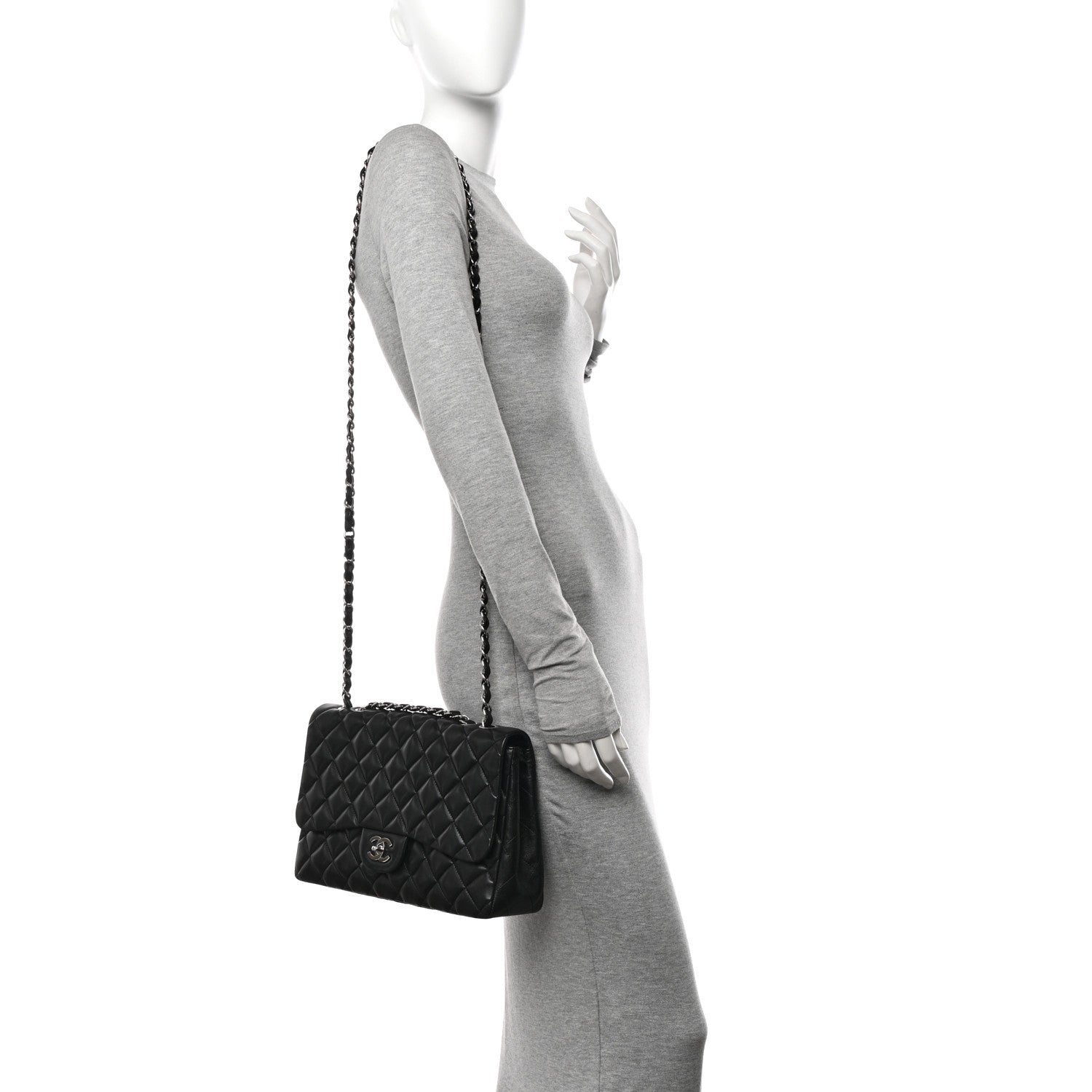Chanel Lambskin Quilted Jumbo Single Flap Black 3 of 10