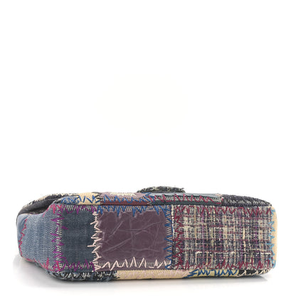 Chanel Denim Tweed Patchwork Jumbo Single Flap Multicolor 4 of 11