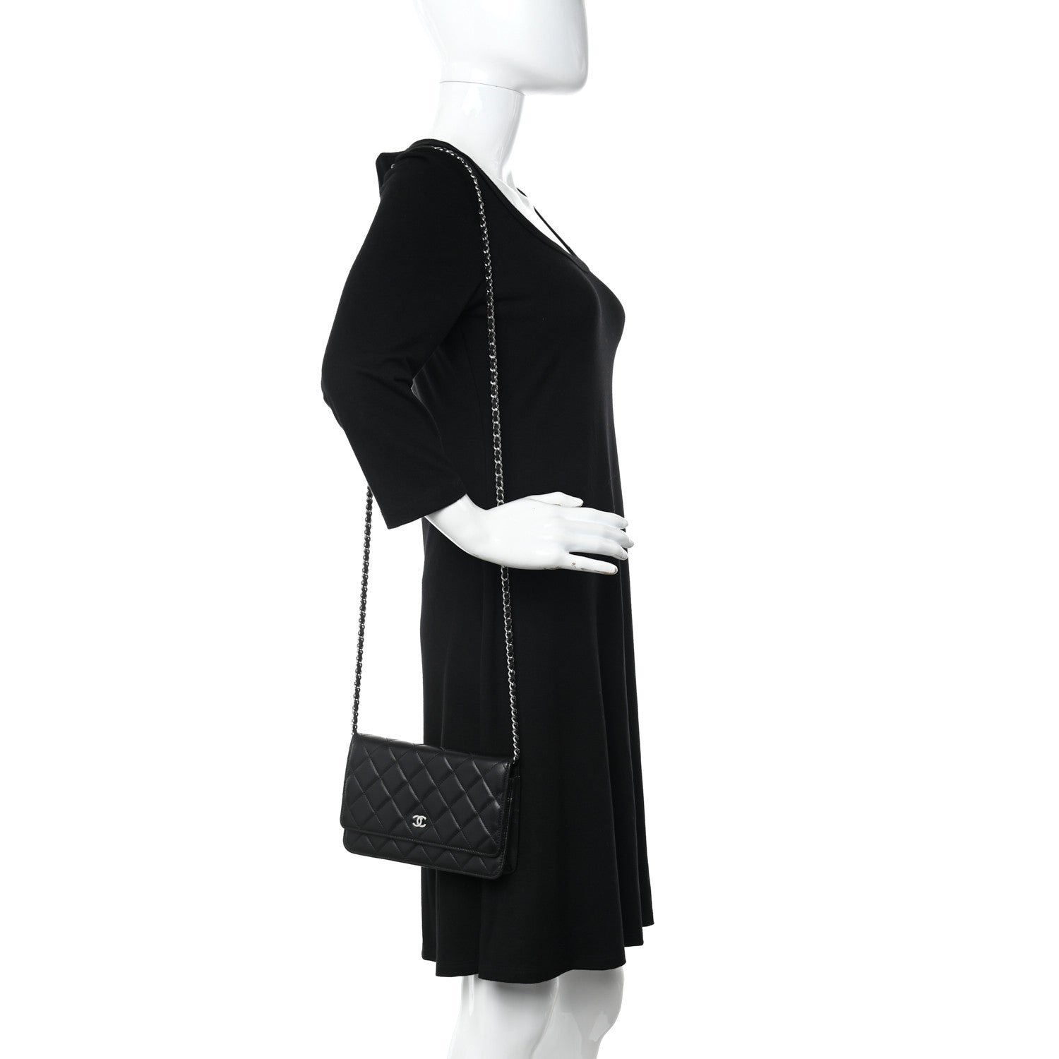 Chanel Lambskin Quilted Wallet On Chain WOC Black 2 of 13