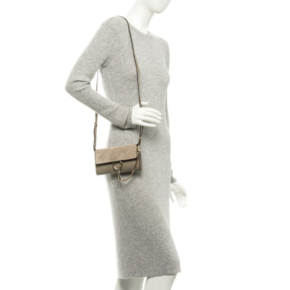 Chloe Suede Calfskin Mini Faye Shoulder Bag Motty Grey 2 of 9