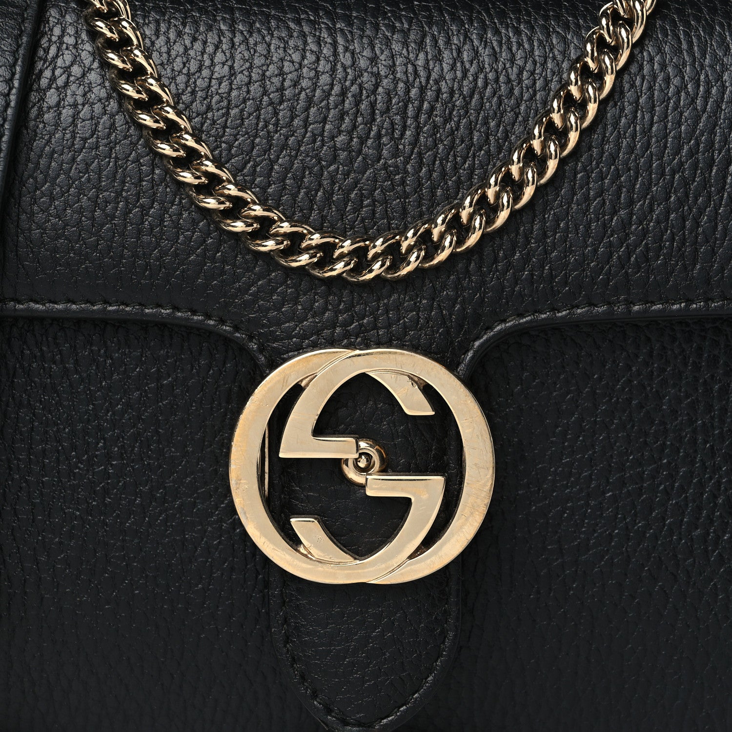 Gucci Dollar Calfskin Small Interlocking G Shoulder Bag Black 8 of 10