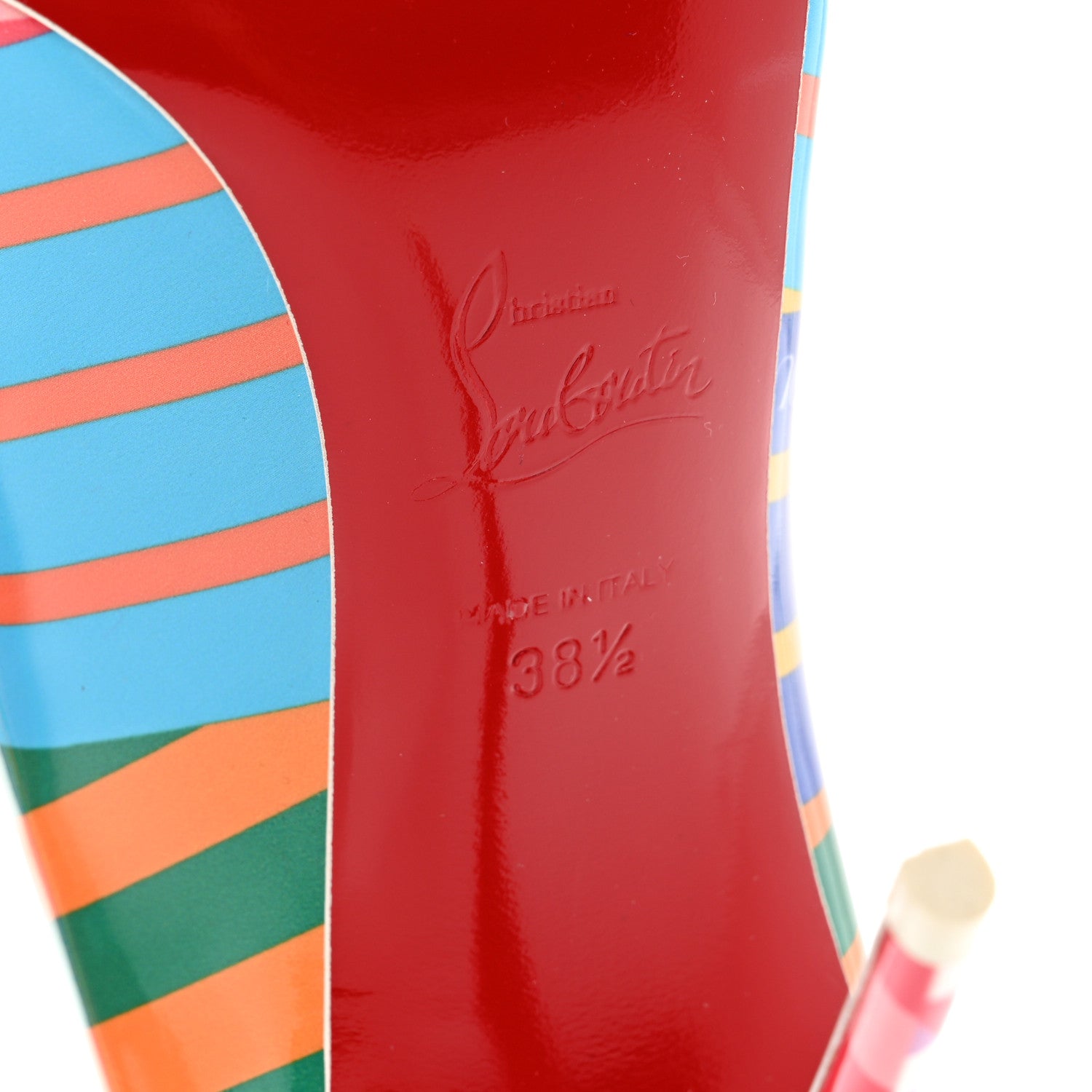 Christian Louboutin Patent Striped Hot Chick 100 Pumps 38.5 Multicolor 6 of 8