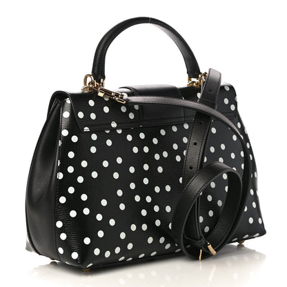 Dolce & Gabbana Calfskin Polka Dot Print Lucia Satchel Black 4 of 10