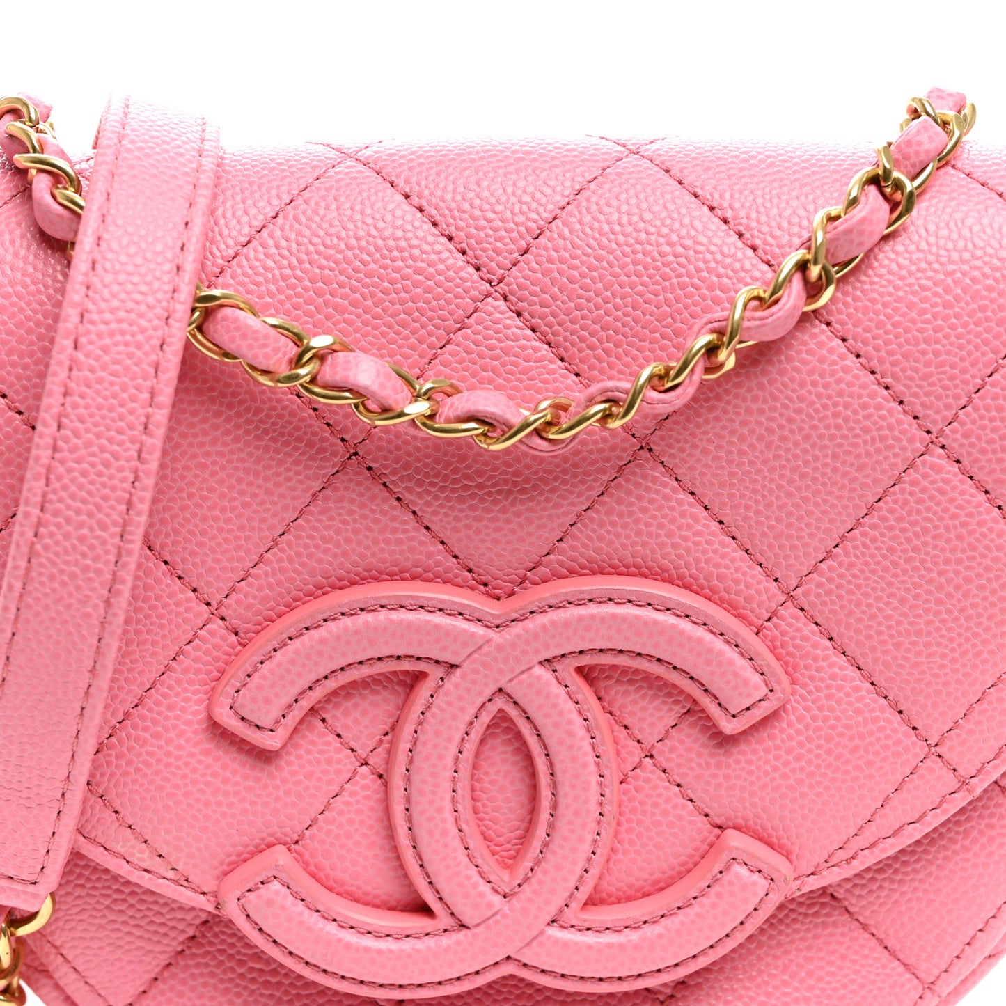 Caviar Quilted Mini Messenger Flap Light Pink
