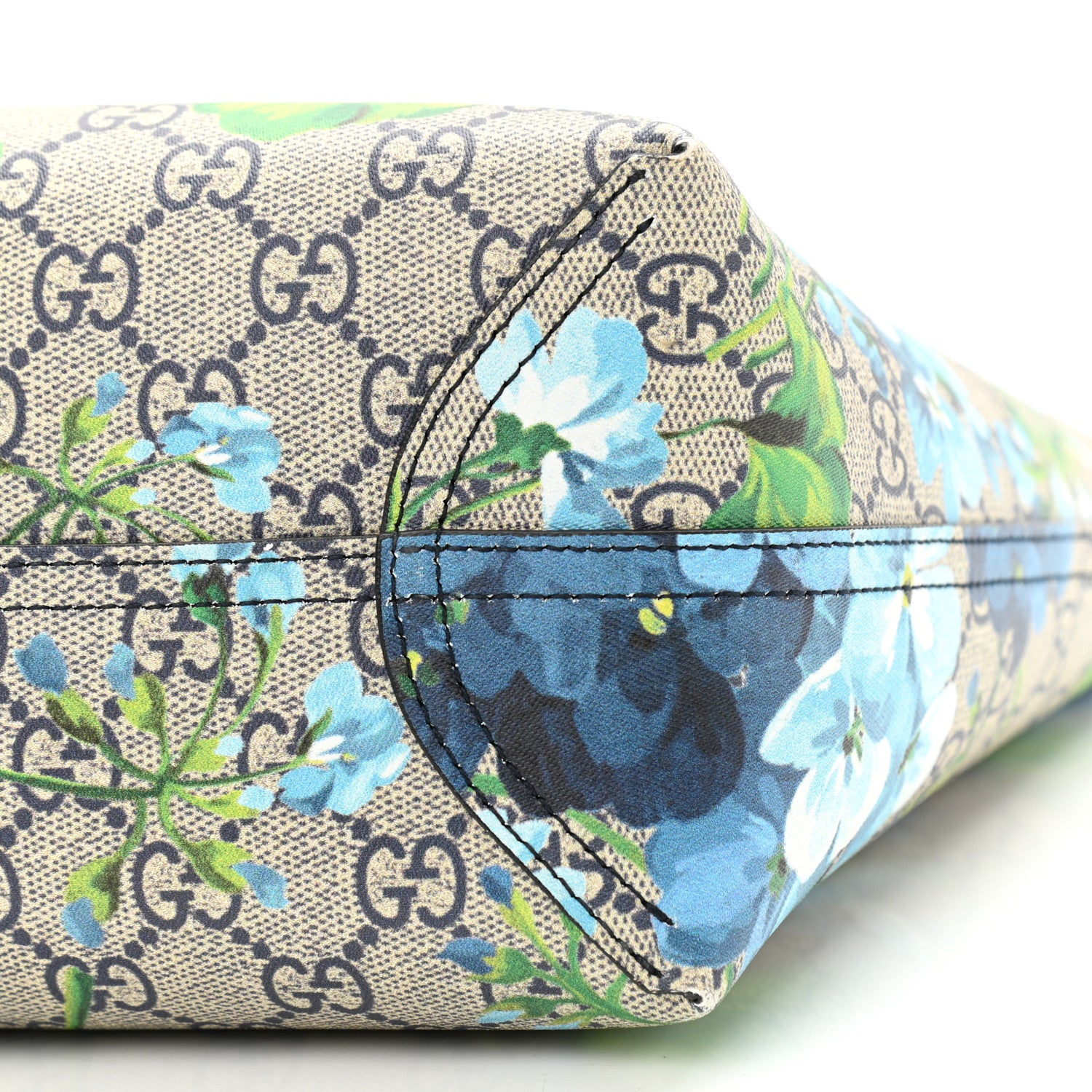 Gucci GG Supreme Monogram Blooms Small Reversible Tote Beige Blue Navy 9 of 10