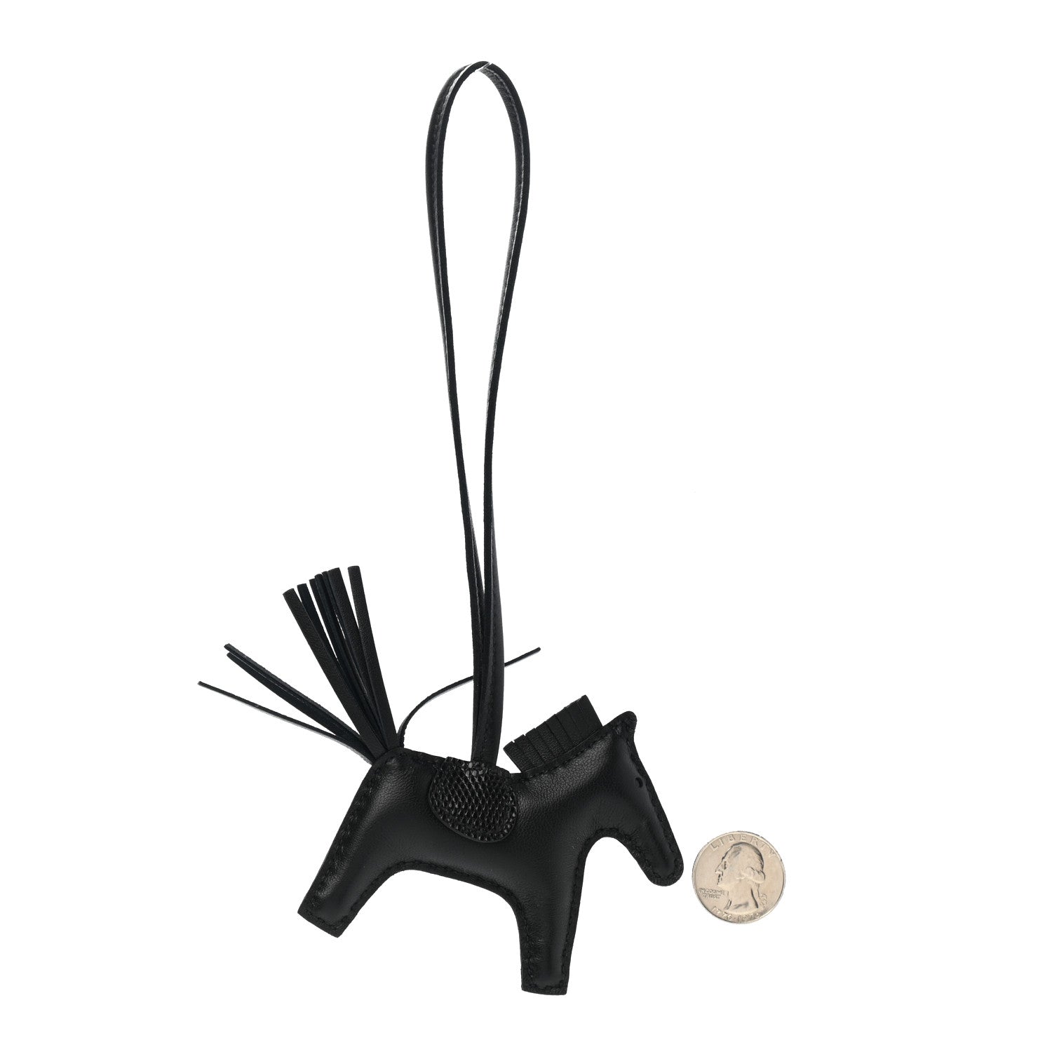 Hermes Milo Lambskin Lizard Touch Grigri Rodeo Horse Bag Charm PM So Black 2 of 5