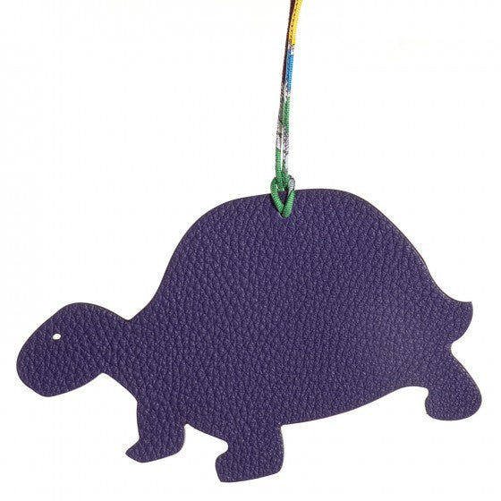 Togo Epsom Petit H Turtle Bag Charm GM Iris Malachite