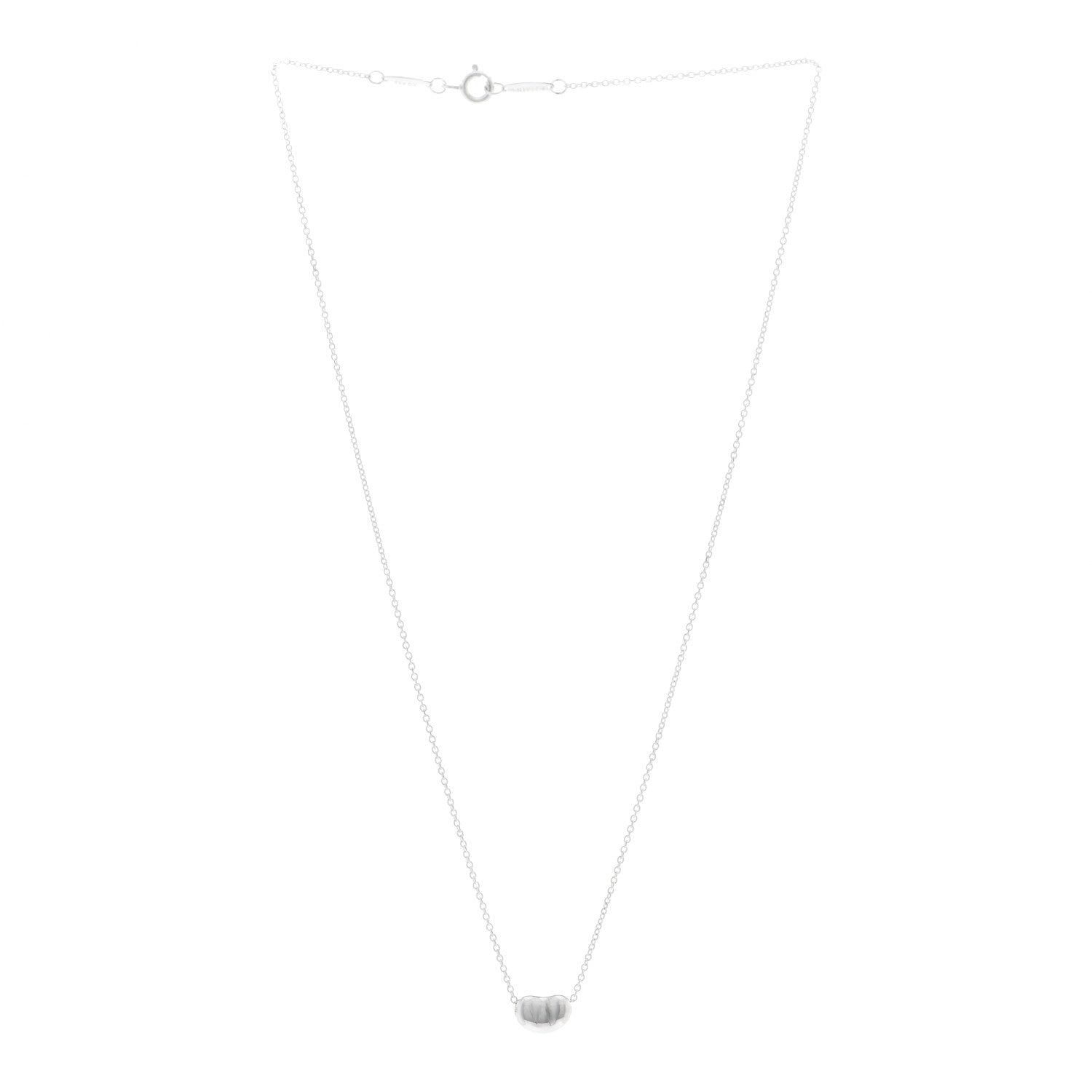 Tiffany Sterling Silver 9mm Elsa Peretti Bean Pendant Necklace 3 of 4