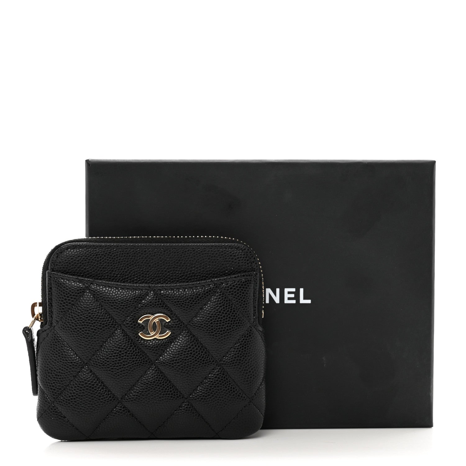 Chanel Caviar Quilted Zip Card Holder Wallet Black 8 of 8