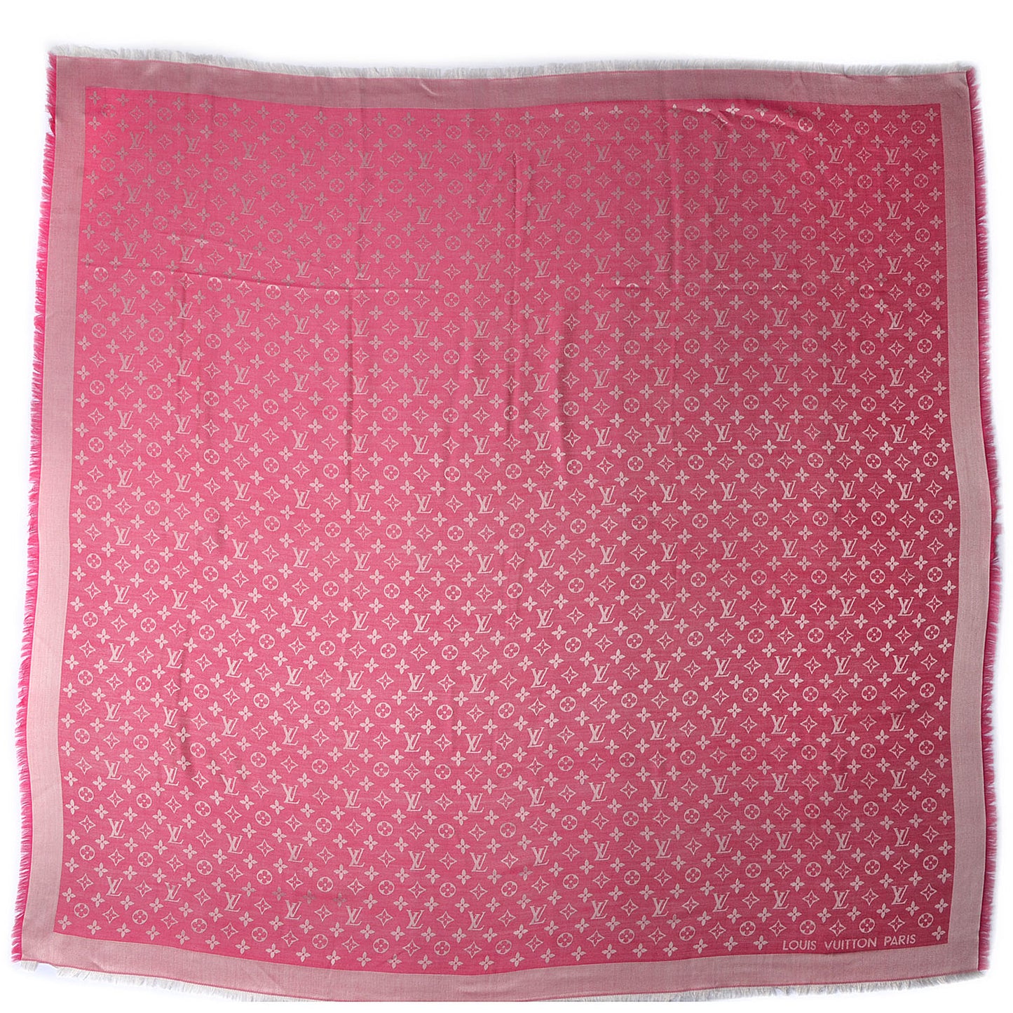 Wool Silk Monogram Denim Shawl Pivoine