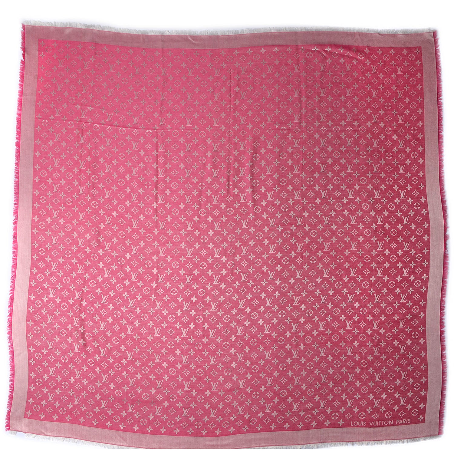 Louis Vuitton Wool Silk Monogram Denim Shawl Pivoine 3 of 5