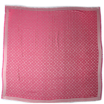 Louis Vuitton Wool Silk Monogram Denim Shawl Pivoine 3 of 5