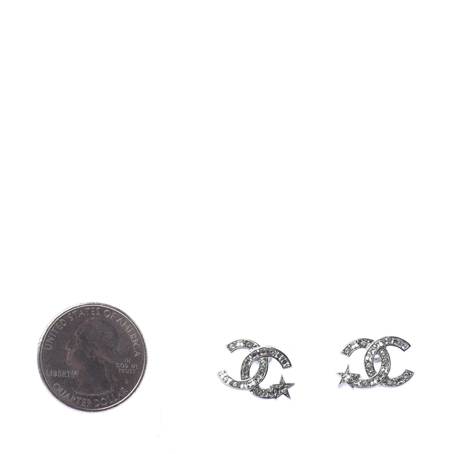 Chanel Crystal CC Starfall Earrings Silver 2 of 4