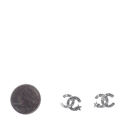 Chanel Crystal CC Starfall Earrings Silver 2 of 4