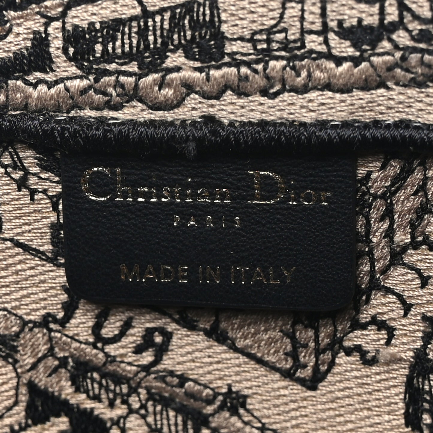 Canvas Embroidered Large Plan De Paris Book Tote Beige Black