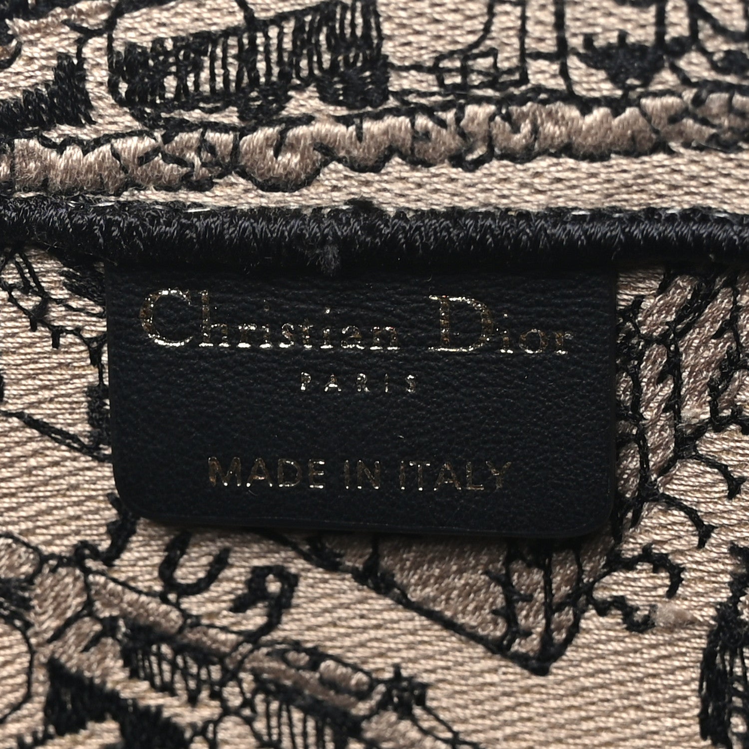 Christian Dior Canvas Embroidered Large Plan De Paris Book Tote Beige Black 6 of 9