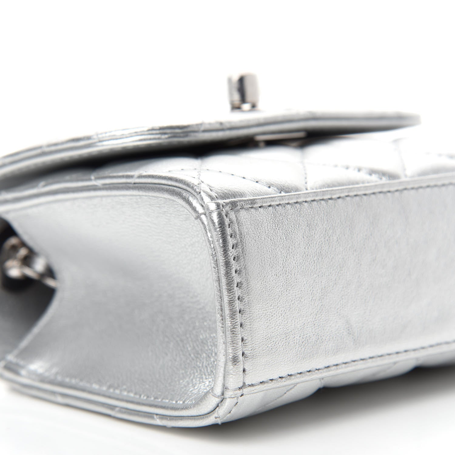 Chanel Metallic Lambskin Quilted Mini Trendy CC Chain Wallet Silver 6 of 10