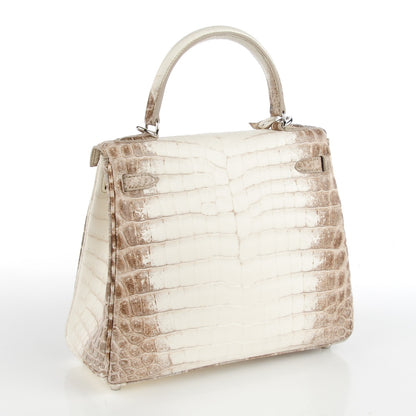 Hermes Matte Niloticus Crocodile Himalaya Kelly Retourne 25 White 3 of 32