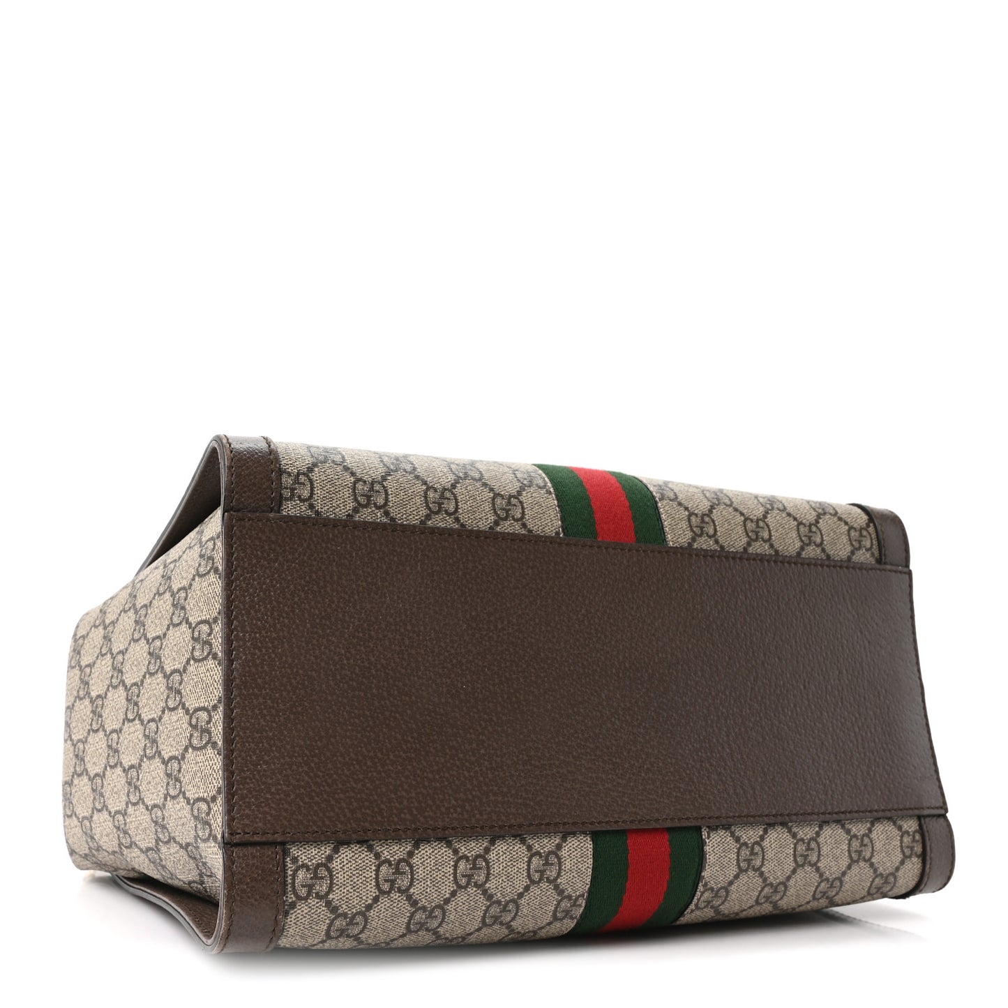 GG Supreme Monogram Web Medium Ophidia Tote Bag Brown