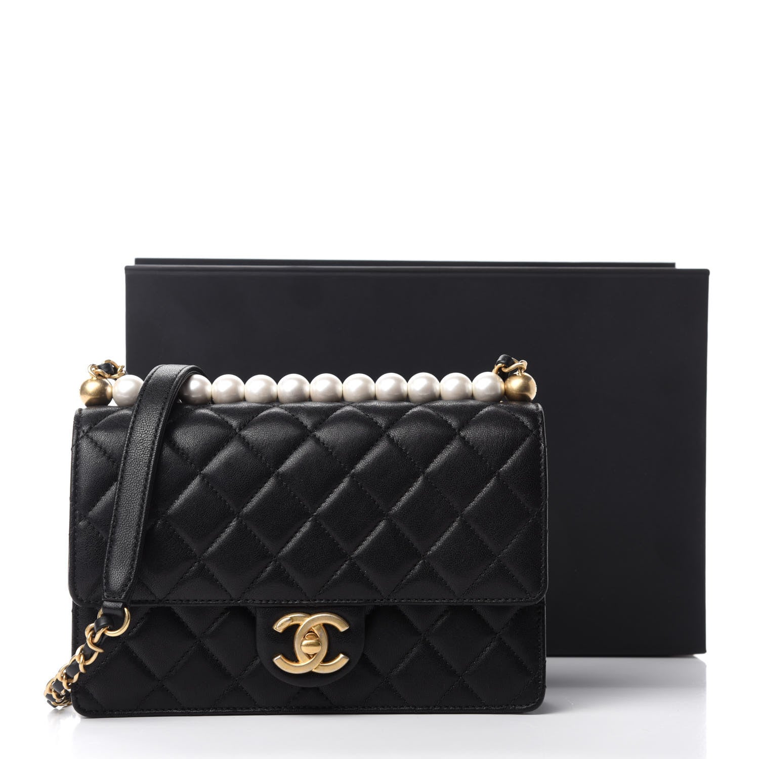 Chanel Lambskin Quilted Small Chic Pearls Flap Black 11 of 11